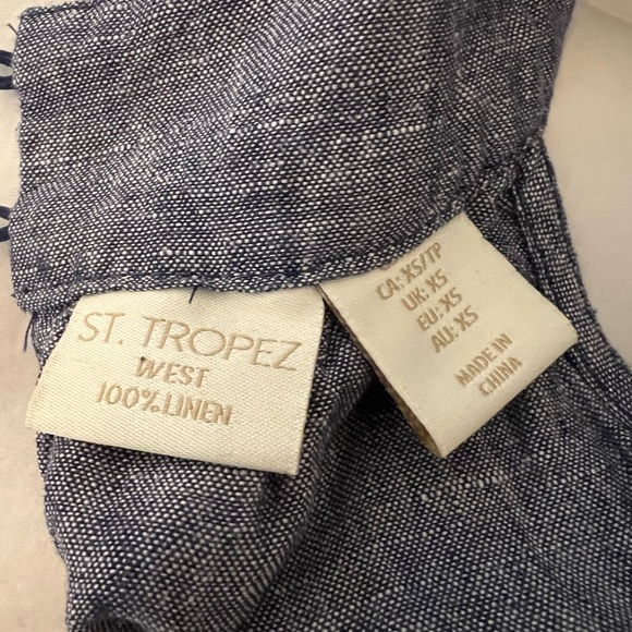 St Tropez Blue Linen A Line Dress with Denim Look in XS. Great Vacay Dress!! - Picture 3 of 12